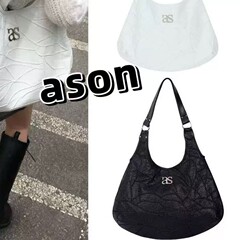 原版高品质韩国小众品牌ason简约刺绣月牙包托特大容量通勤单肩包