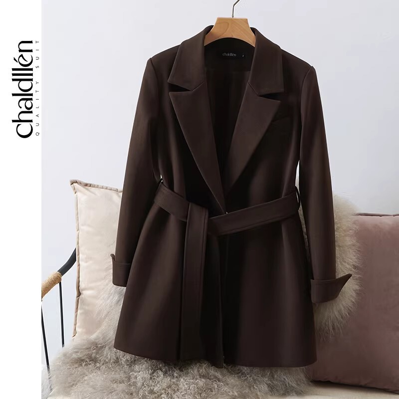 Clearance Sale: Women's New Slim Fit Blazer with Belt, British Design, Unique Style for Spring, Autumn, and Winter 701