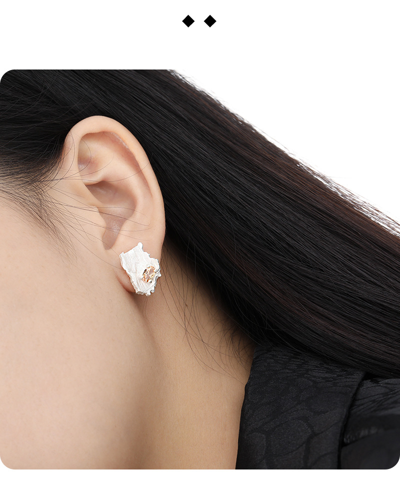 1 Pair Simple Style Classic Style Color Block Inlay Sterling Silver Rhinestones Ear Studs display picture 2