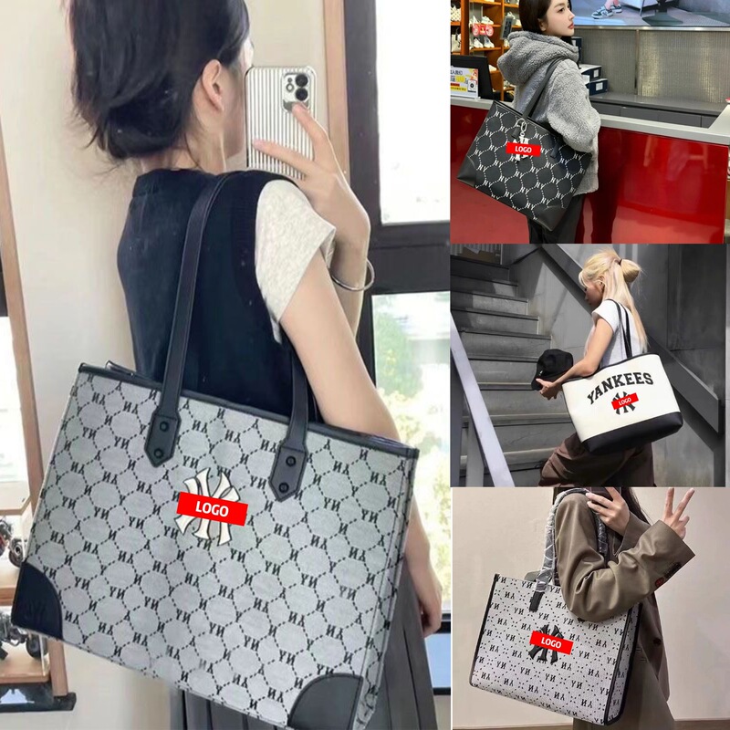 Korean Mlb Tote Bag New Model for Commuting, High-End Ny Large-Capacity Fashionable Versatile Shoulder and Hand Tote Bag