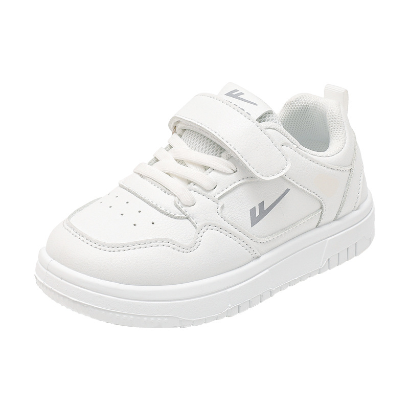 Retirada Velcro de color sólido zapatos de skate para niños portátiles fáciles de desprender zapatos deportivos pequeños zapatos blancos transpirables de moda de otoño zapatos simples