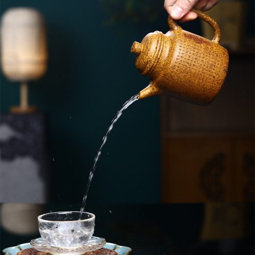 Lotus hand Gaode bell kettle Yixing purple clay teapot manufacturer wholesale raw ore keel gold sand mud purple clay teapot kung fu tea set