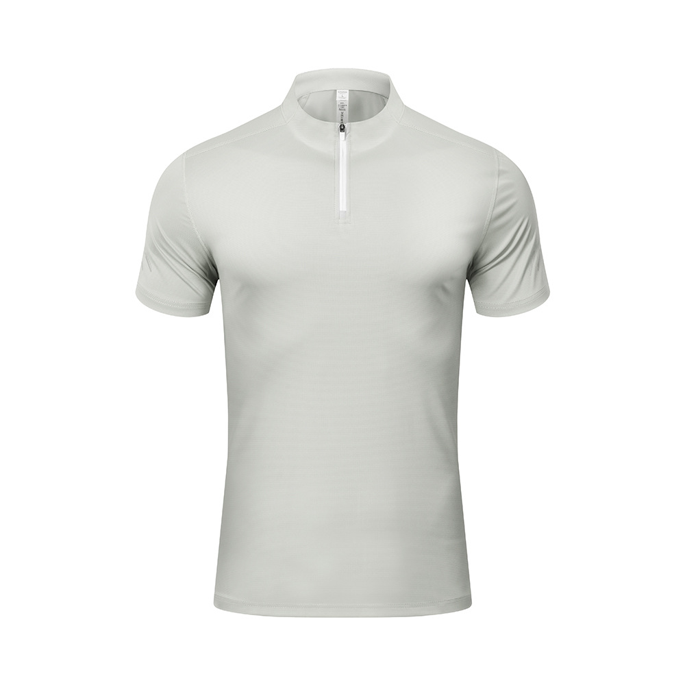 Camiseta para hombre al aire libre verano de secado rápido transpirable casual cuello alto polo de manga corta deportiva media cremallera ropa de secado rápido para hombre