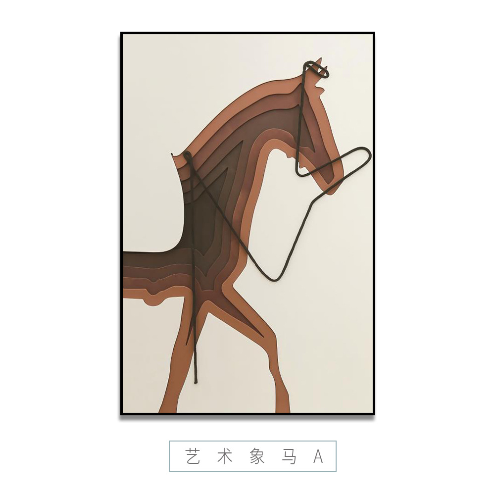 Brno luz de lujo hueco pintura pasillo pintura decorativa pared abstracta caballo sala de estar vertical de alta gama pintura real