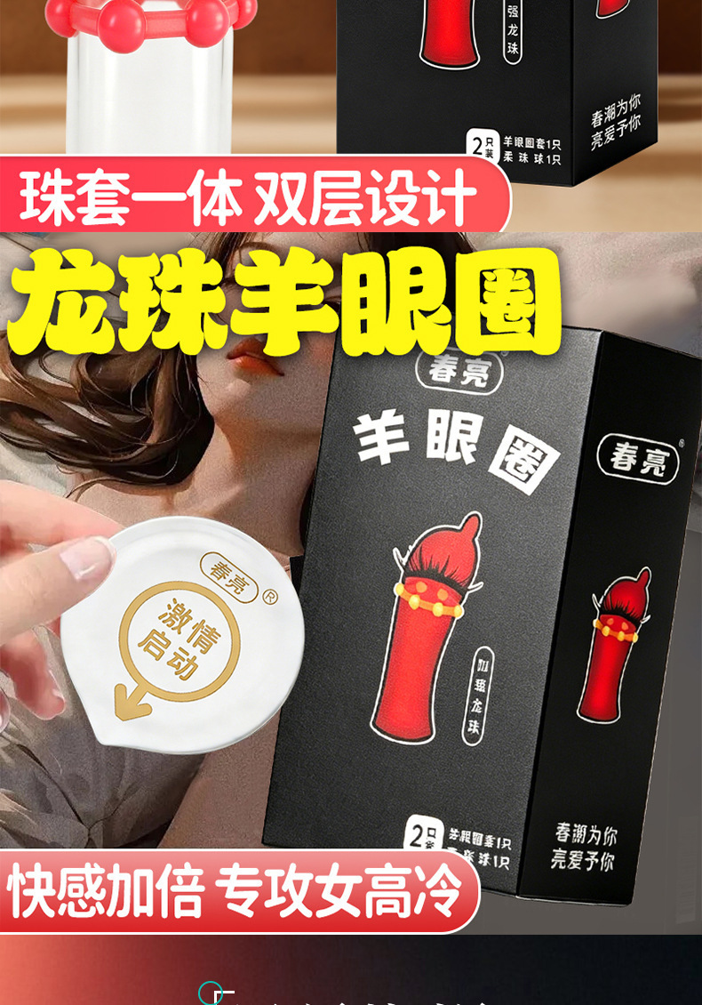 Dragon Ball Sheep-Eye Textured Latex Ring Condom with Spiked Stimulation Particles — detail image 3