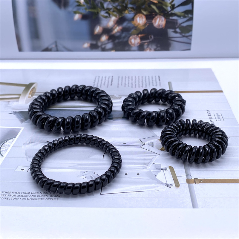 Pulsera grande, mediana y pequeña bobina de teléfono negro banda de pelo banda de goma cabeza cuerda un yuan dos yuanes tienda de accesorios para el cabello accesorios para la cabeza