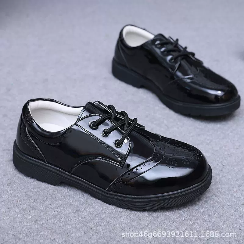 男童皮鞋2025春秋新款黑色英伦表演鞋单鞋软底儿童学生演出鞋花头
