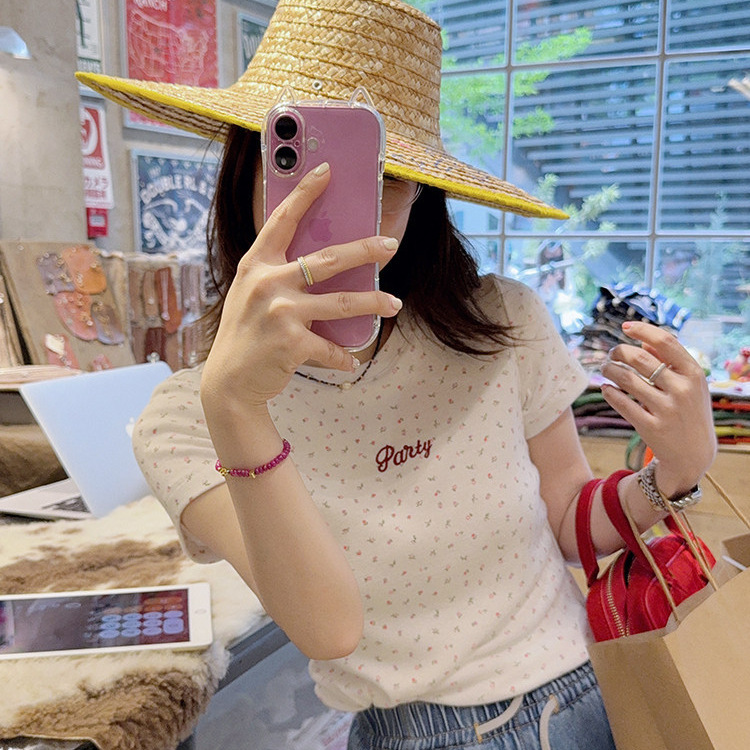 Libelin Sisy Baby T-Shirt with Round Neck and Letter Print, Short-Sleeve Base Shirt for Women, Slim Fit and Versatile Libelin Sisy Baby T-Shirt with Round Neck and Letter Print, Short-Sleeve Base Shirt for Women, Slim Fit and Versatile