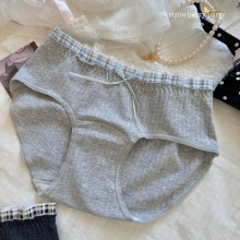 新款10A抑菌纯棉内裤女生中腰甜美芭蕾花边全棉加长裆抗菌三角裤