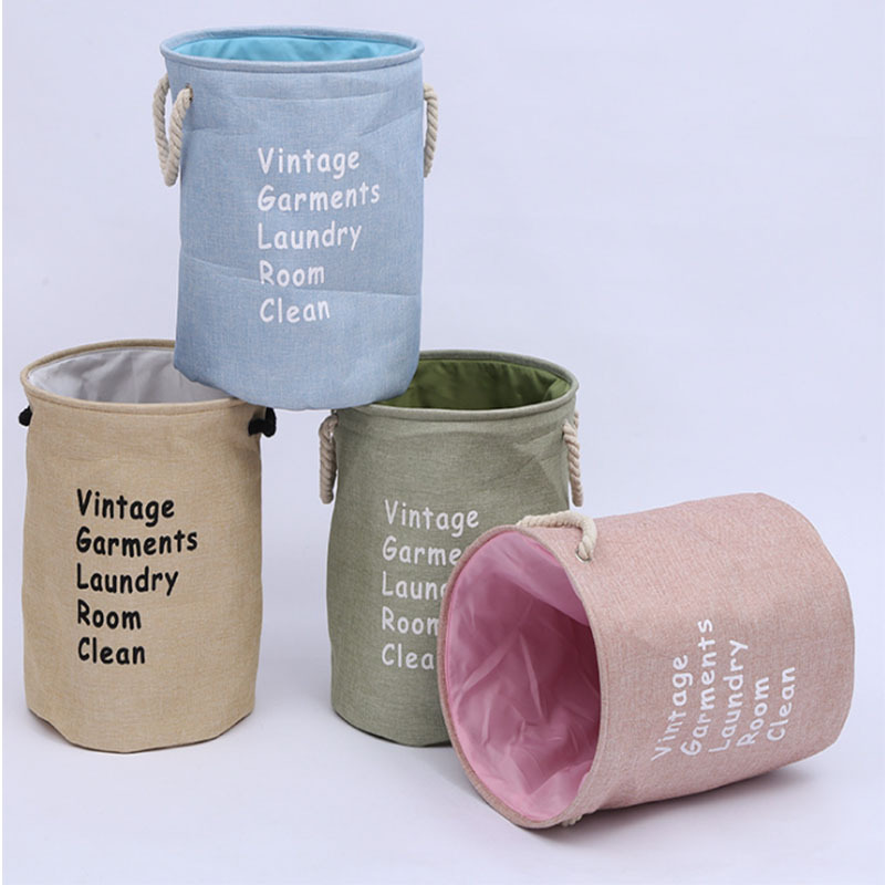 Customizable fold Storage baskets Cotton rope Handle Laundry Bin thickening double-deck Storage bucket Laundry basket Fabric art Storage baskets