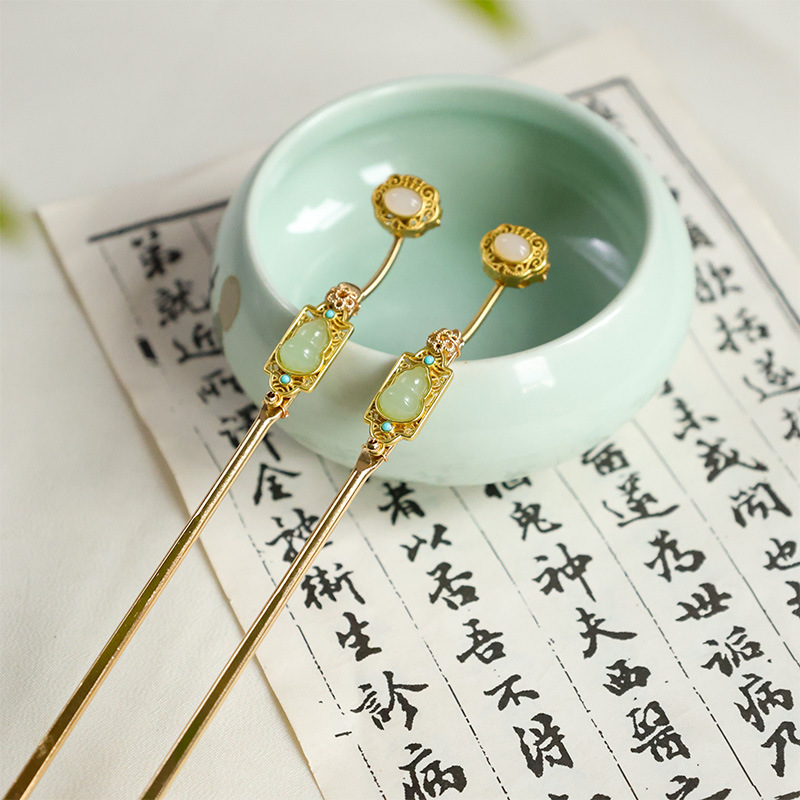 国风如意合金发簪古装汉服妆造唐风新中式旗袍搭配简约高级头饰