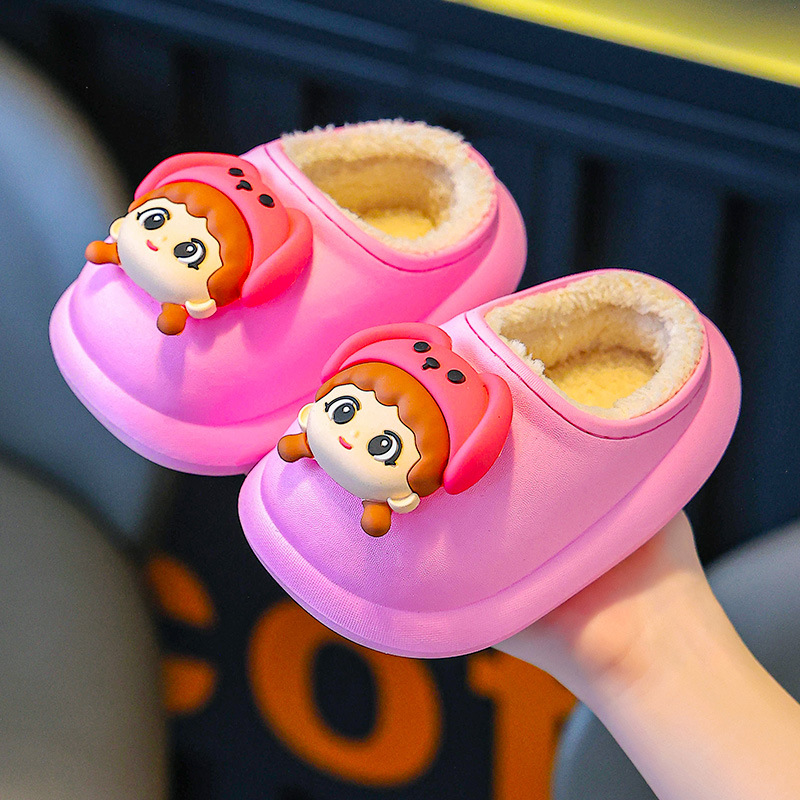 Zapatillas de algodón para niños otoño y invierno niños media bolsa de zapatillas de peludo para niñas pequeñas bebés pequeños lindos zapatillas de algodón