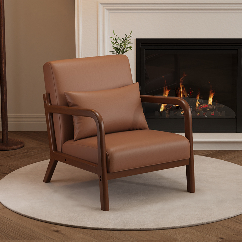 Nordic Modern Minimalist Bedroom Balcony Living Room Internet Celebrity Small Apartment Nordic Solid Wood Single Lazy Leisure Sofa Chair