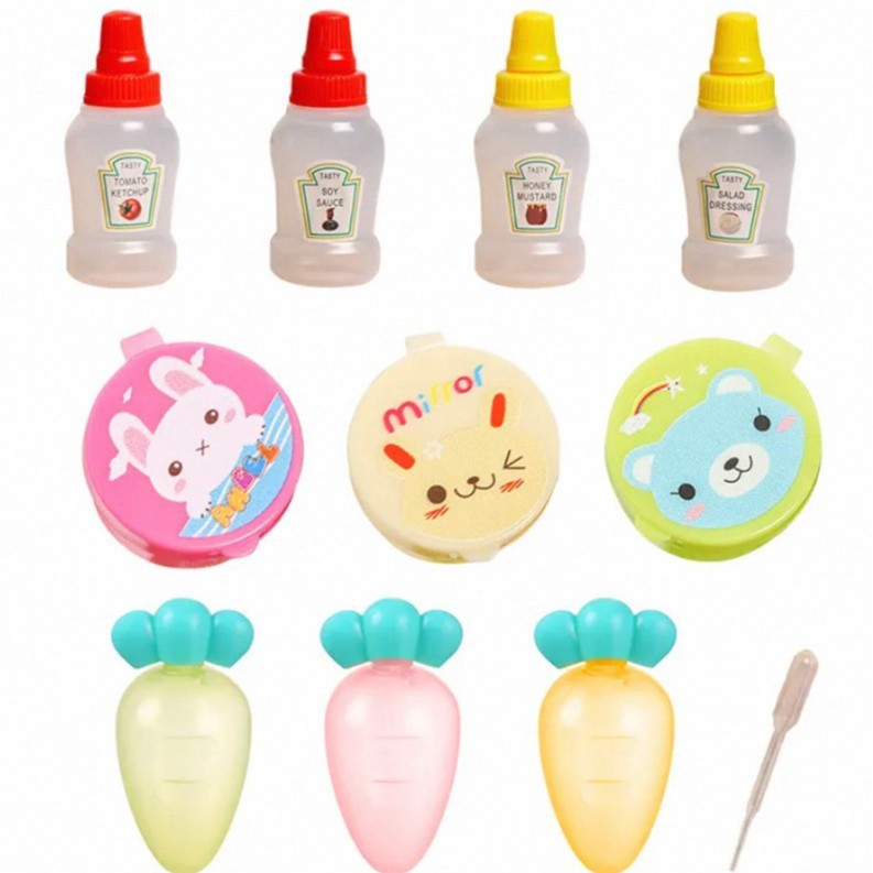Mini botella de salsa portátil de dibujos animados Bento salsa de ensalada japonesa salsa de tomate sub-botella de salsa de plástico