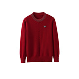 25春秋新款针织圆领长袖毛衣时尚烫钻气质外搭精纺针织衫中年毛衫，女装针织衫/毛衣，妃慕昵服饰