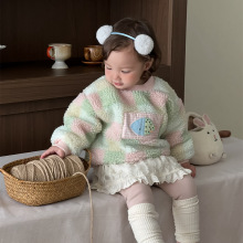 女童花边毛毛衣加厚套装韩版童装宝宝秋冬装衣服2025新款儿童加绒