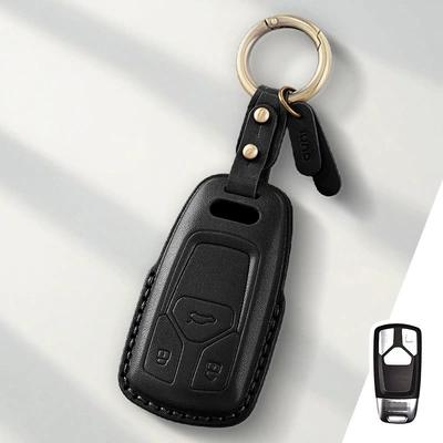 Suitable for Audi A4L Key Cover Q5L/A6L/A3/Q3/Q2L/A5/A7L/Q7/A3L/A8/Q4 Car Keys (Car key bag) - a-black