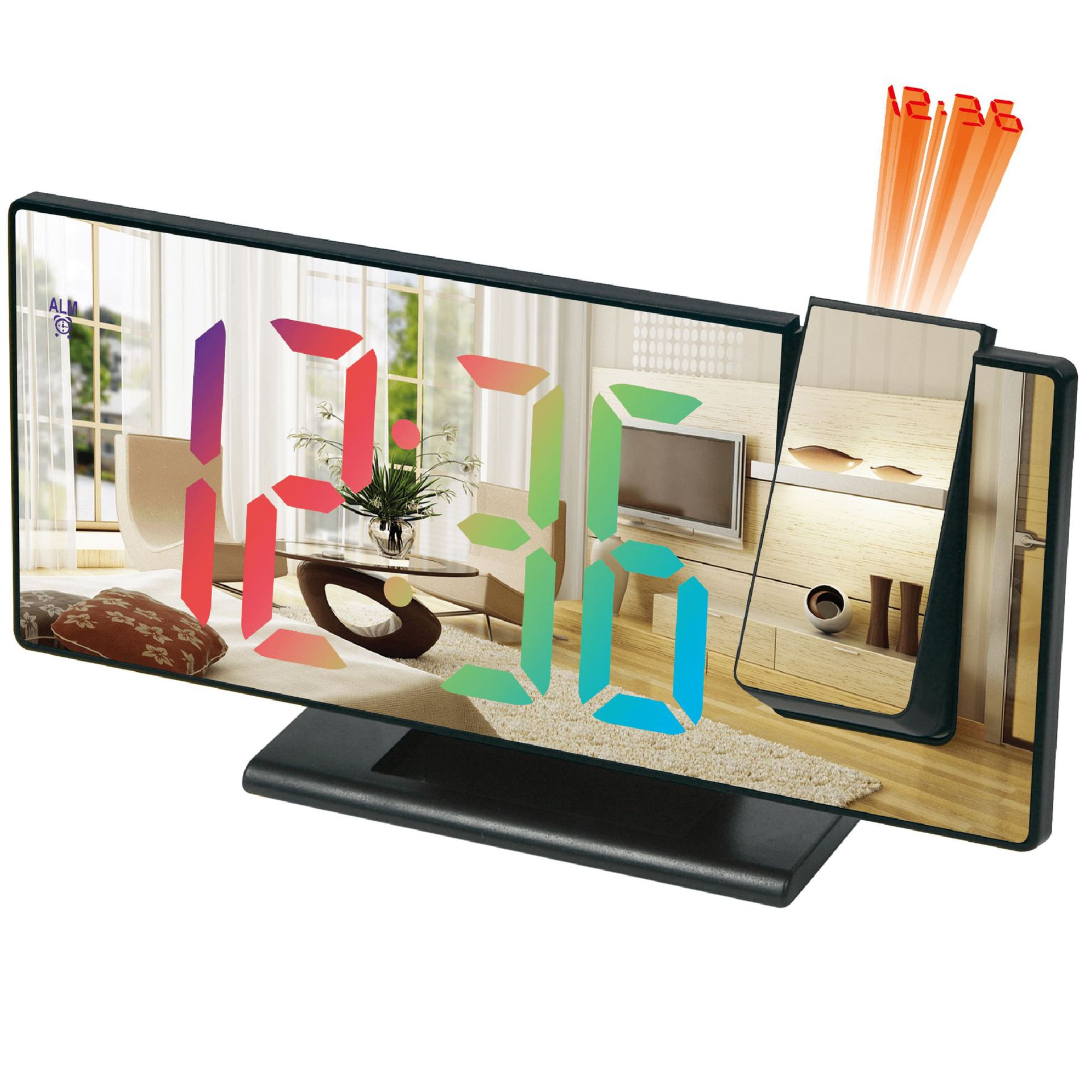 Projection Alarm Clock Color Screen Color Desktop Led Multifunctional Digital Clock Student Creative Led Mirror Electronic Alarm Clock