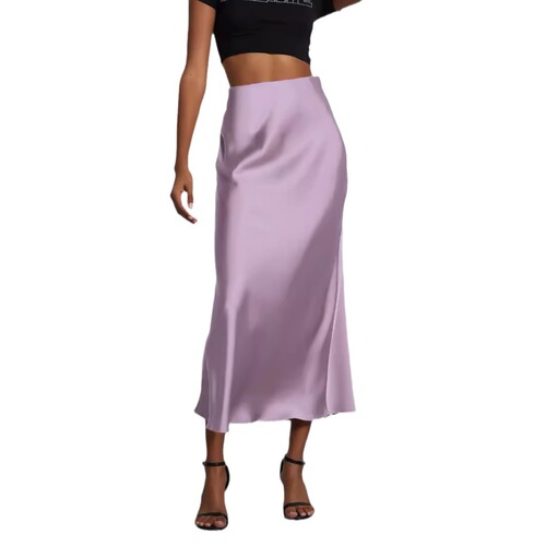Women's Western-style elegant silk-like satin semi-slip dress, slimming and smooth, mid-length summer dress