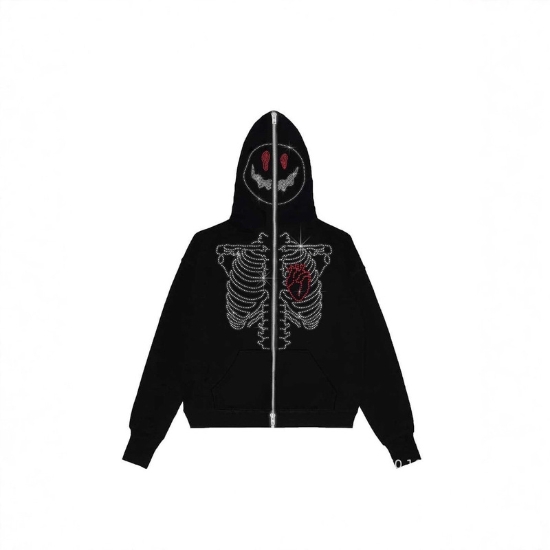 Cross-Border Trendy Brand European Size Amazon Skull Butterfly Hoodie 3D Digital Print Spider Zipper Sweatshirt Jacket