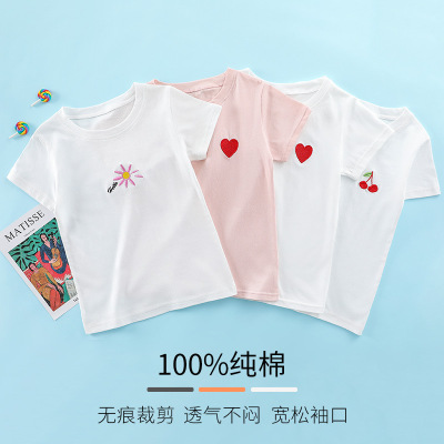 儿童t恤2022夏季新款童装批发 女童短袖纯棉男童体恤夏装一件待发
