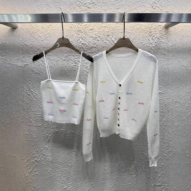 mm Home 25ss 春夏新作 刺繍レターサスペンダー+日焼け止めカーディガン 2点セット|undefined