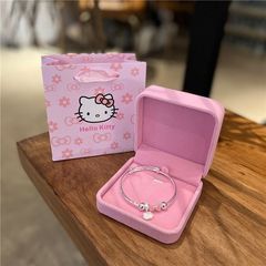 新商品の銀色のブレスレットの女性の甘いかわいい蝶結びのKittyの銀の手環の赤ちゃんの親友の誕生日プレゼント