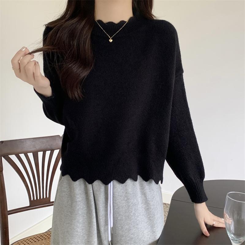 Japanese cute short fleece knitted sweater