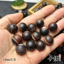 厂家一手货源巴西料缠丝玛瑙16mm圆珠散珠 藏式磨砂老玛瑙diy配件