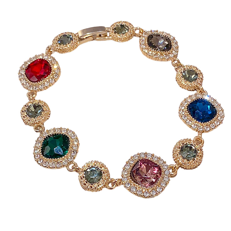 Medieval vintage diamantes geométricos pulsera de fijación pulsera de moda retro versátil pulsera ligera lujo de alta sensación joyas de mano mujeres image 6