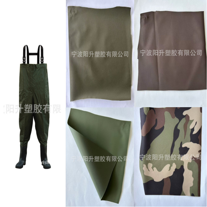Factory direct supply green nylon PVC waterproof breathable fabric breathable pants fishing pants fabric