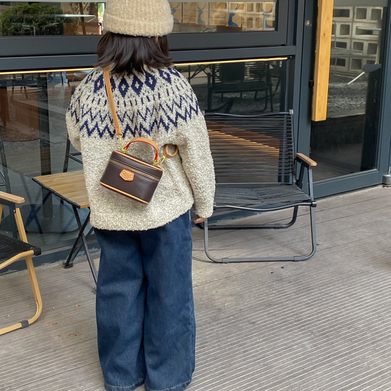 Lichi pola coreana bolso de hombro de niñas moda mini bolso de mano para niños 2025 nuevo bolso de maquillaje infantil