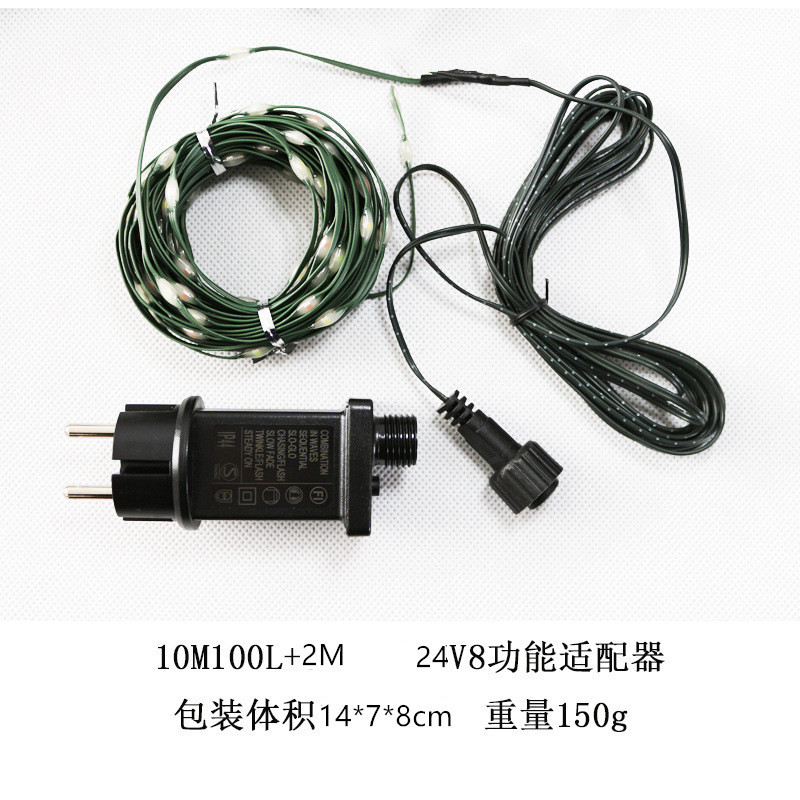 Transfronterizo 24V bajo voltaje LED solar Cadena de cuero Cadena de luz al aire libre impermeable luz de la secuencia de iluminación de luz decorativa árbol de bobinado pequeña luz de color