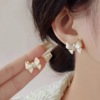 Small design earrings, advanced silver needle from pearl, trend of season, silver 925 sample, internet celebrity