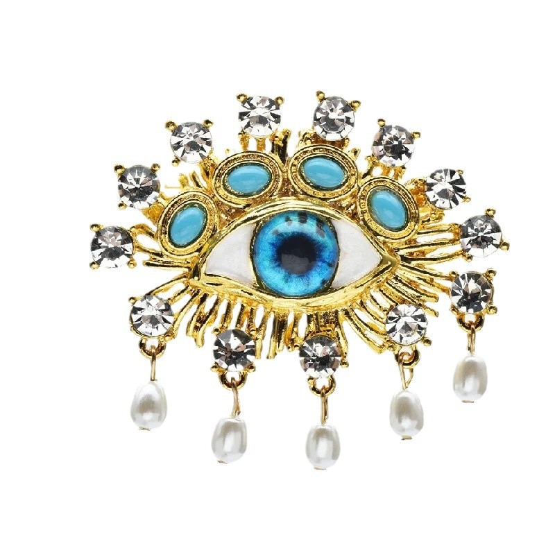 Broche élégante en filigrane médiéval avec émail baroque cristaux_voghion.com
