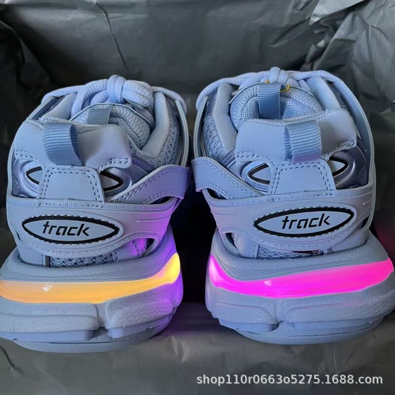 Paris Third Generation Track3.0 Led Light Shoes for Men and Women, Retro Dad Shoes, Trendy Casual Couple Shoes, Height-Increasing Sneakers