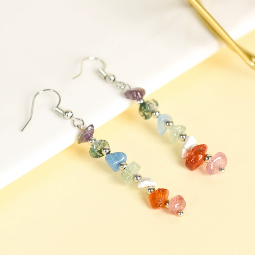 Natural water, mixed crystal, creative earrings handmade, Amazon, simple and elegant design