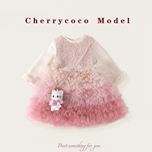 CHERRYCOCO女童连衣裙冬装新款儿童公主裙宝宝礼服秋冬加绒蛋糕裙