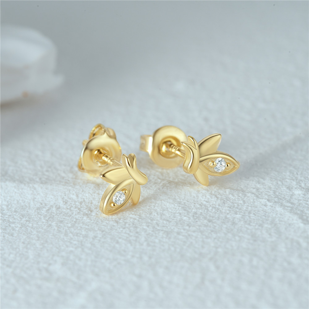 1 Pair Simple Style Cactus Moon Flower Plating Inlay Sterling Silver Zircon 18k Gold Plated Ear Studs display picture 12