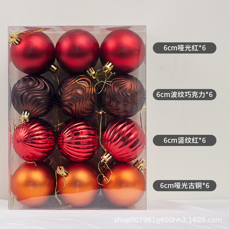 Colgante de Navidad transfronteriza 6 / 8cm bola chapada mate Navidad champaña decoración roja dorada colgante de Navidad