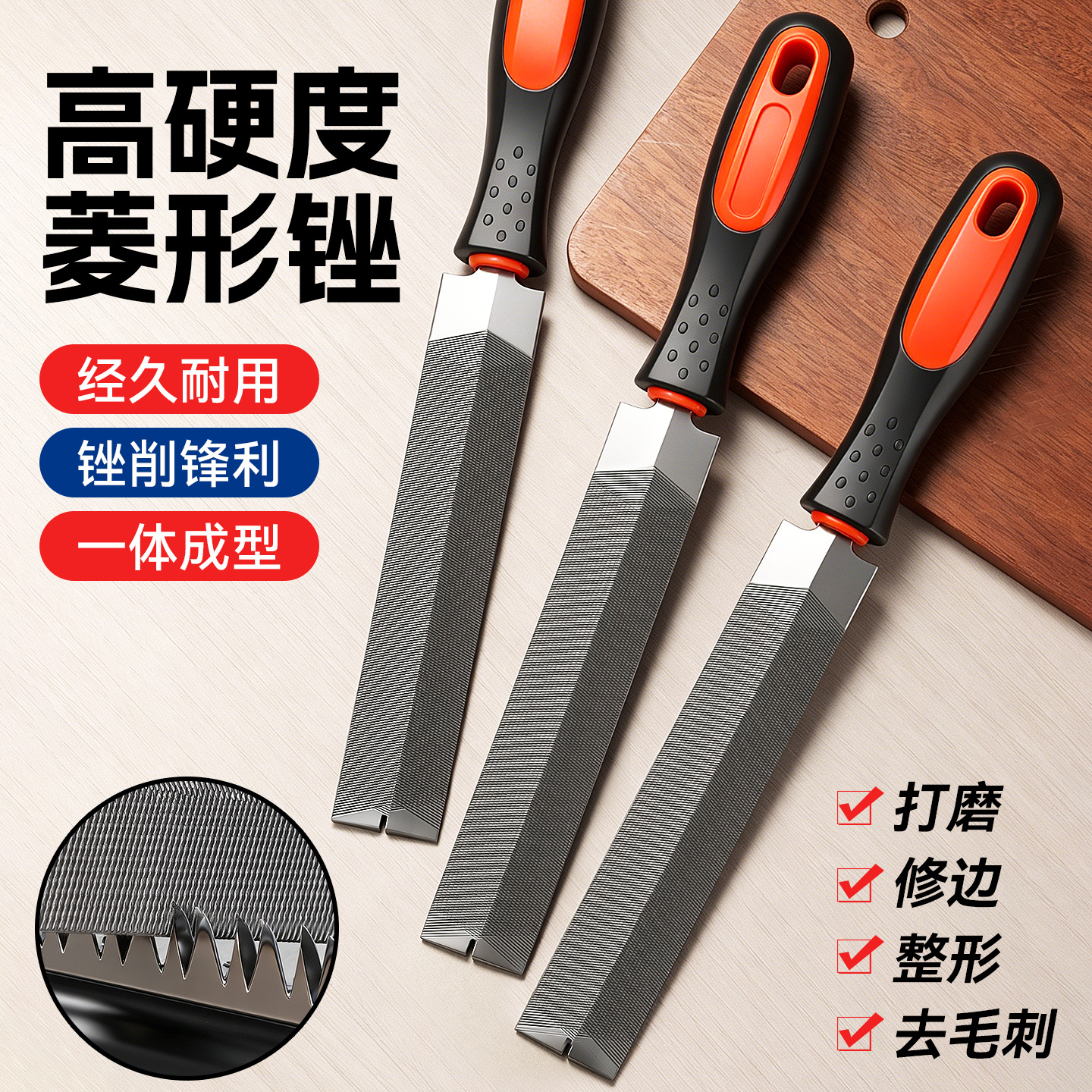 跨境工业用高硬度工业级6寸工业用双纹锯齿耐磨高效细齿菱形锉刀