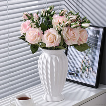 欧式轻奢北欧创意花瓶摆件陶瓷客厅插花美式ins风餐桌玫瑰花