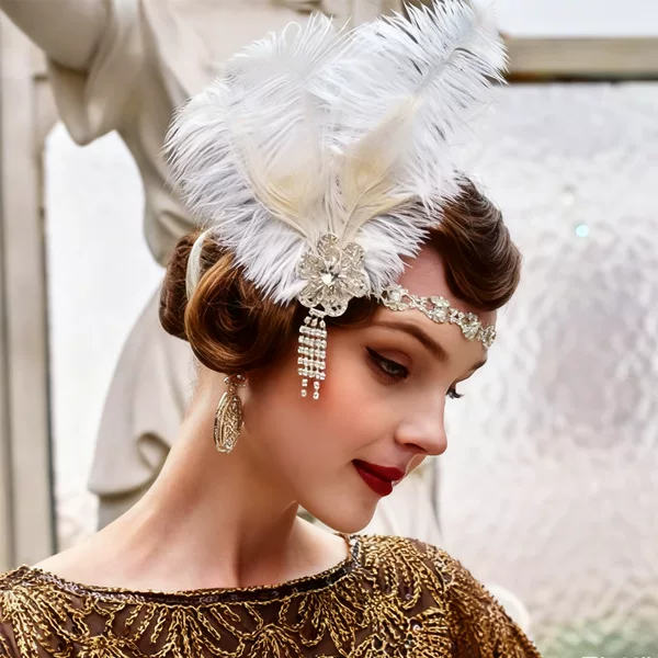 Cross-Border Hot Selling Rhinestone Flower Headdress 1920S Retro Fashion Feather Headdress Women's Gorgeous Elegant Dinner Hair Acces