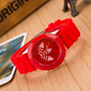 Shopee hot -selling fashion jelly color silicone watches simple triple four leaf grass student watches VOVA explosion watch