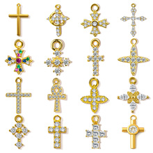 欧美外贸跨境十字架微嵌入方晶锆石高级感创意设计项链吊坠配件