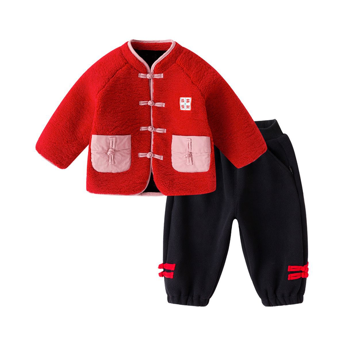 嘟嘟家儿童拜年服套装宝宝过年衣服红色喜庆男童新年装加厚冬装潮