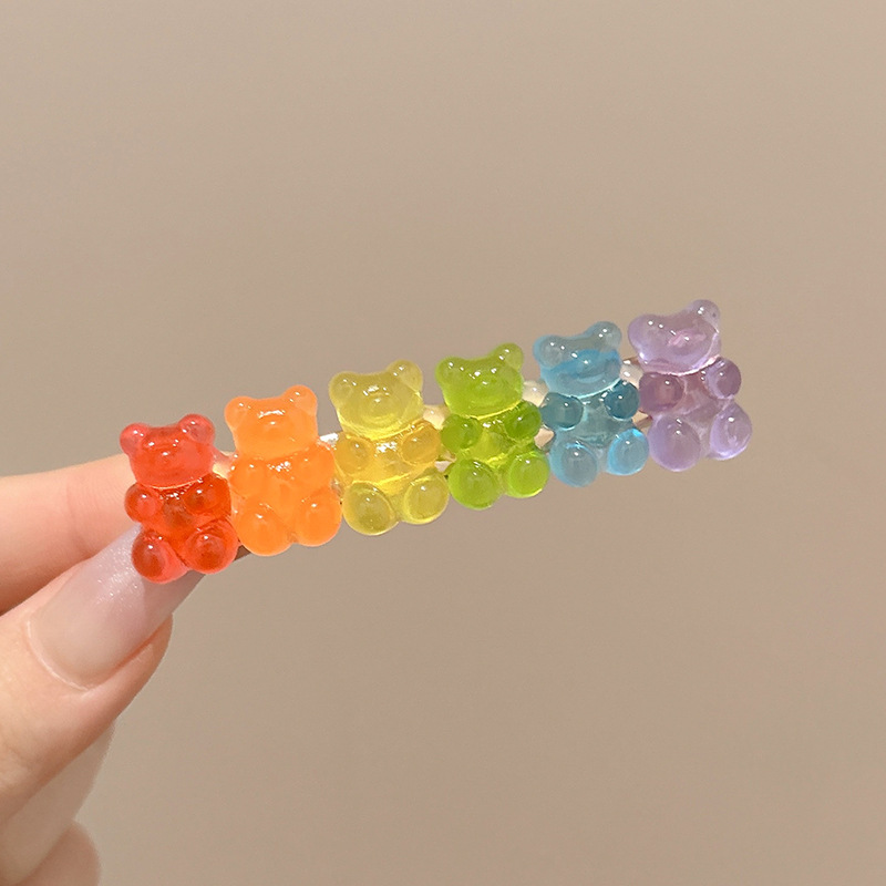 1 # 캔디컬러 젤리베어 헤어클립-7cm