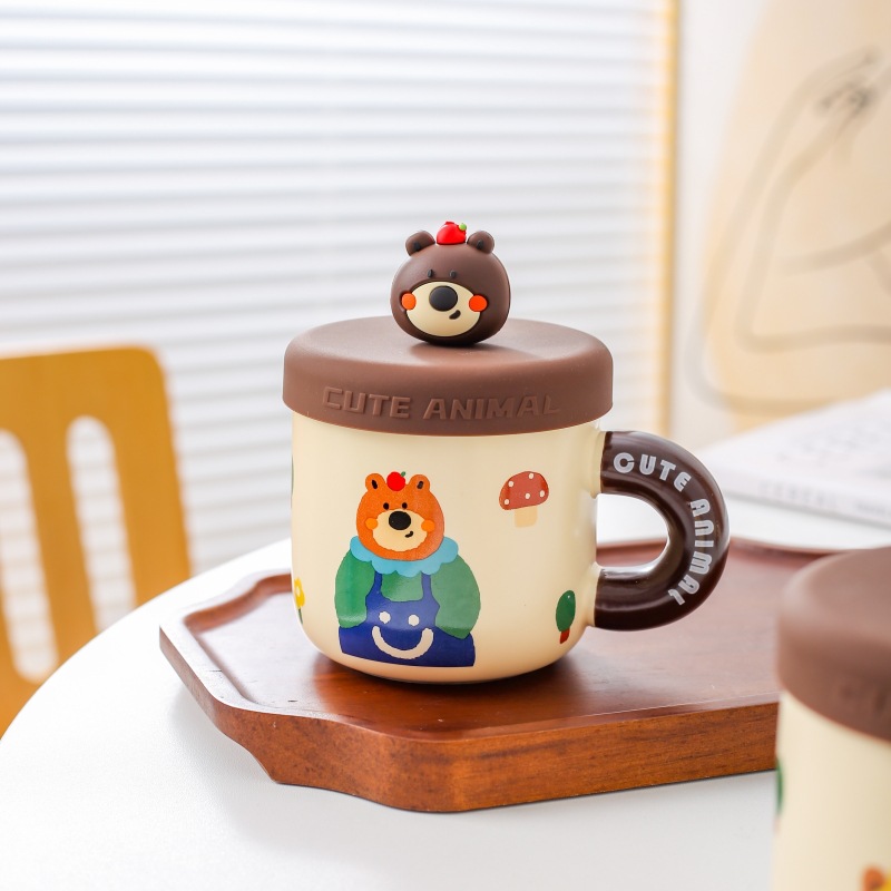 Tazas de agua de cerámica de dibujos animados creativos tazas de agua con tazas de café lindas tazas de regalo de cumpleaños para niños