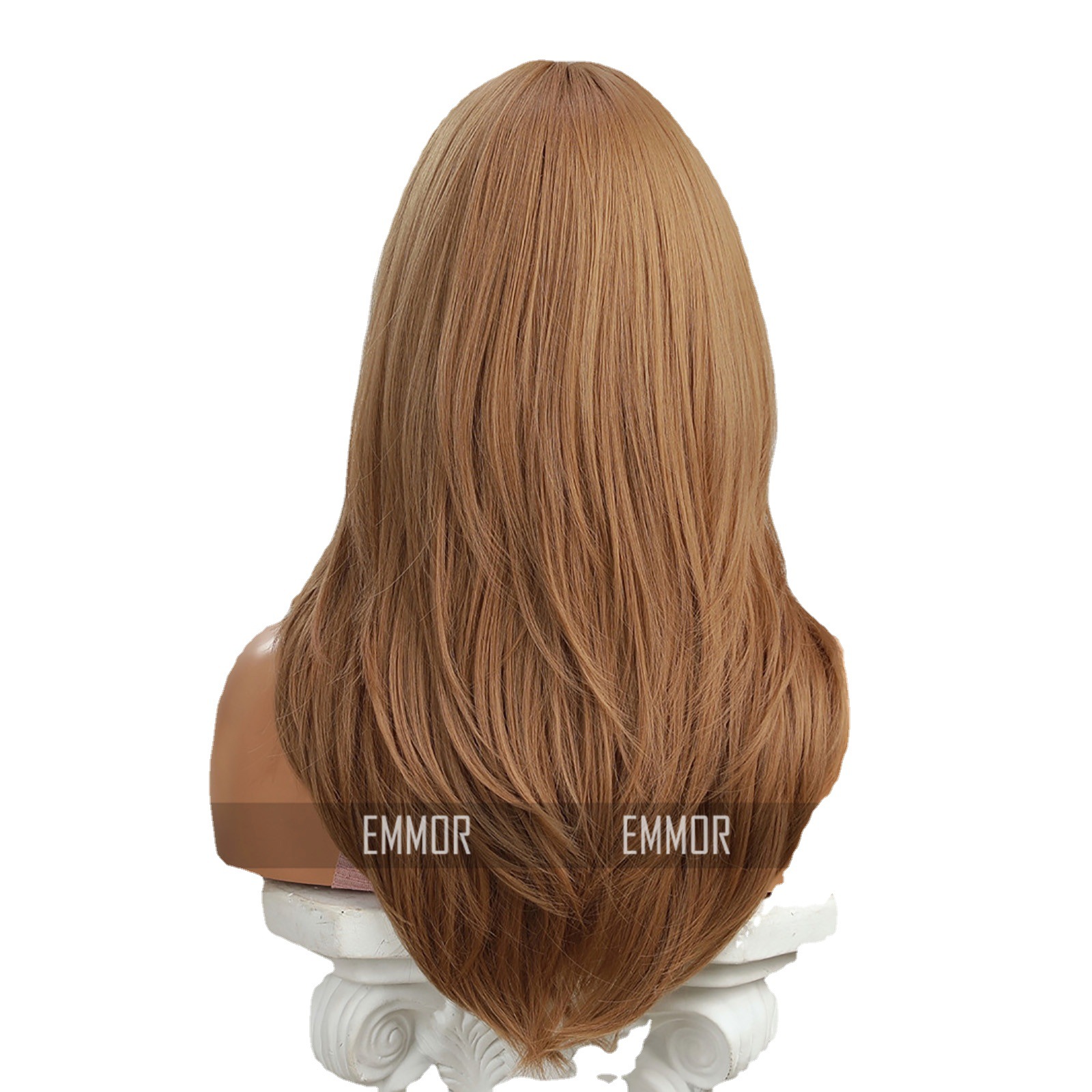 Peluca para mujer con pelo largo y liso, peluca completa dorada blanca, peluca completa en capas de nueva moda de otoño, pelo largo, pelo largo y rizado