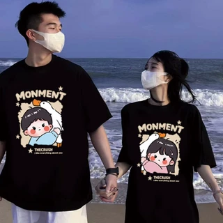 情侣装纯棉短袖T恤夏季新款宽松显瘦小众设计感男女上衣潮牌班服
